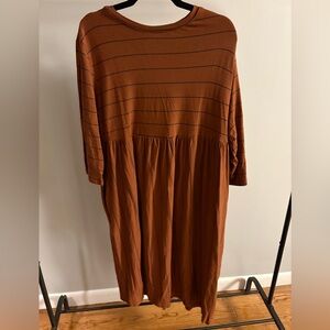 Women's Rust Brown Striped Midi Dress
